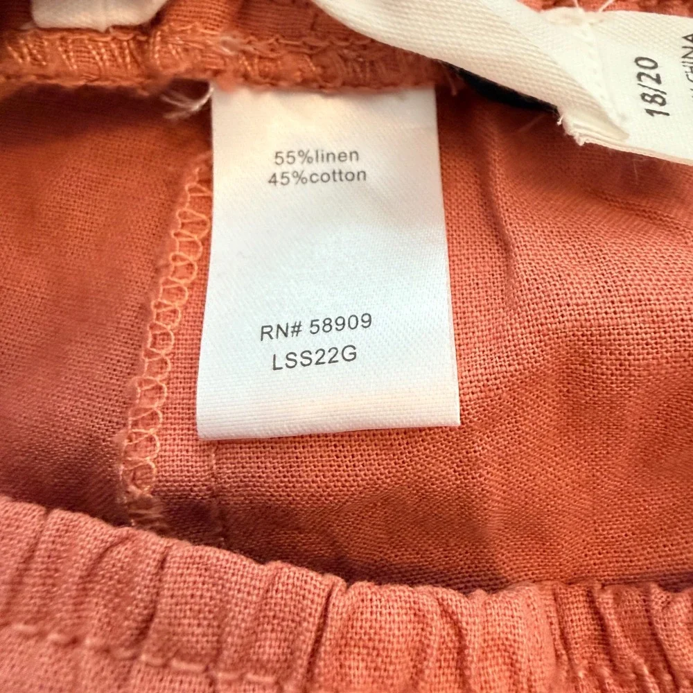 Scene & Heard Linen Blend Shorts Girls 18/20 Washed Coral Drawstring Utility NWT